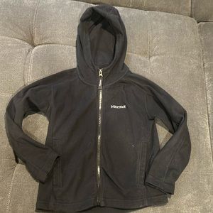 Marmot Black Hood Fleece Full Zip Jacket Kids Small Black Lightweight